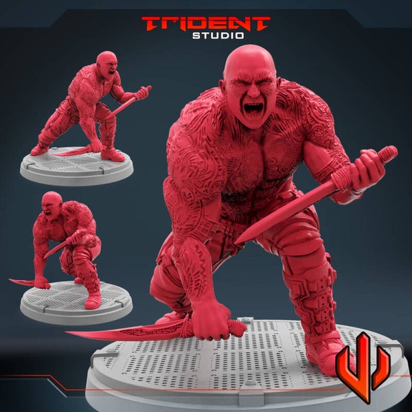 Batista aka Drax / 3D Miniatur für Wargaming und Tabletop, Marvel Crisis Protocol, Zombicide