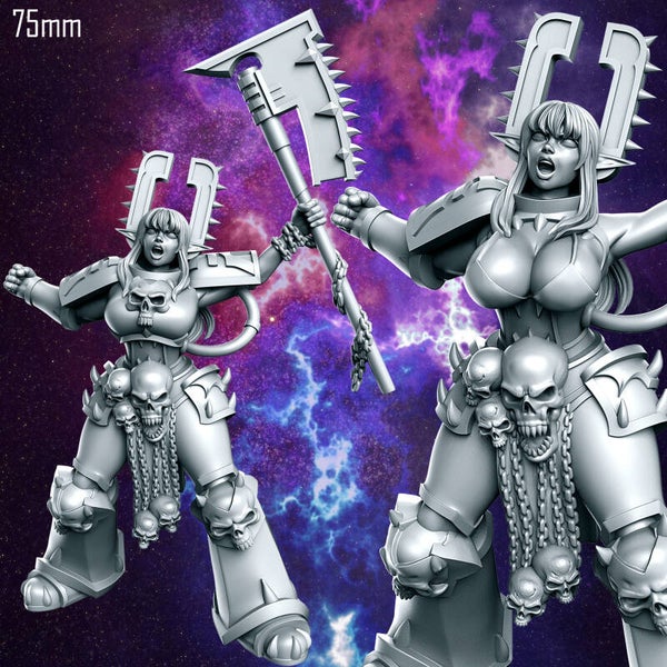 Zukunfts Soldatin - 3D Miniatur für Wargaming und Tabeltop, Sci-Fi, Grimdark