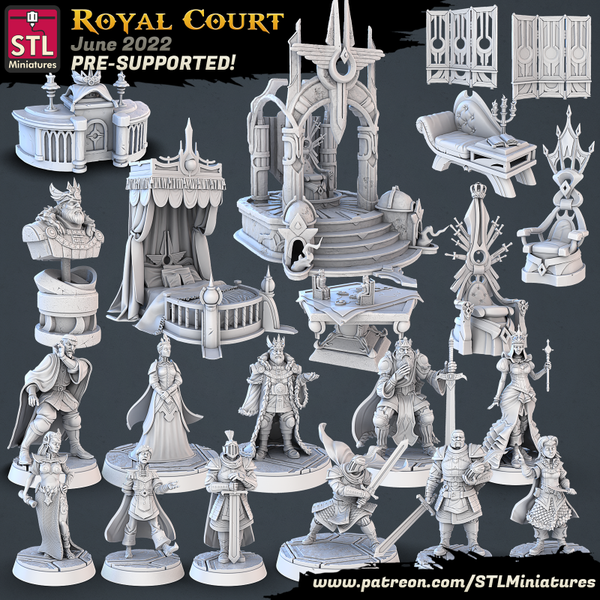 STL Miniatures - königlicher Hofstaat Set / 3D Miniaturen, Wargaming, Tabletop, Fantasy
