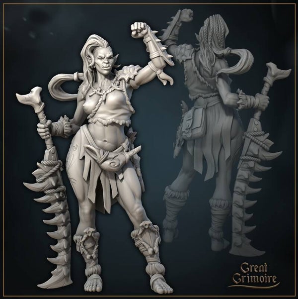 Gezeiten des Abgrunds - Fury, Kriegerin des Meeres / 3D Miniatur für Wargaming und Tabletop, DnD, Fantasy