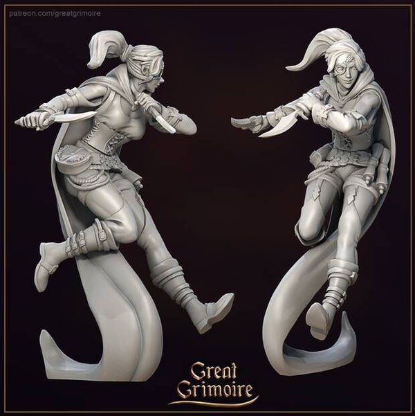 Kaufleute der dunklen Gasse - Tina, die "Nimm weg" Artistin / 3D Miniatur für Wargaming und Tabletop, DnD, Fantasy