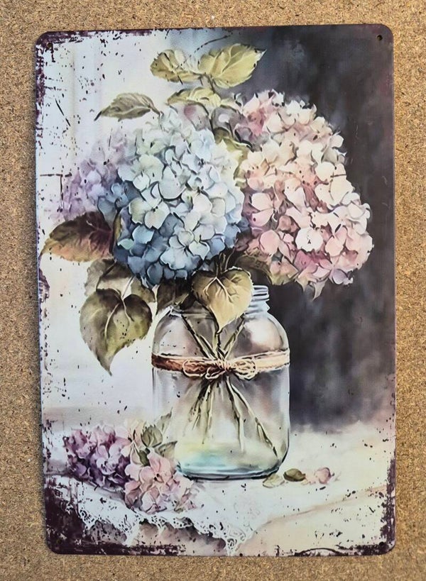 Plaque aluminium le bouquet d'hortensias