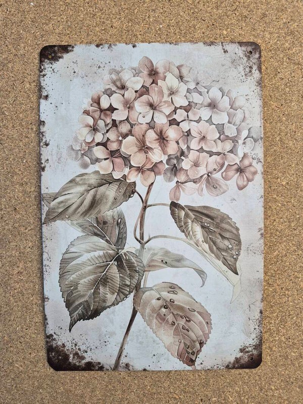 Plaque aluminium l'hortensia beige