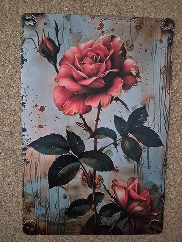 Plaque aluminium Rose ancienne