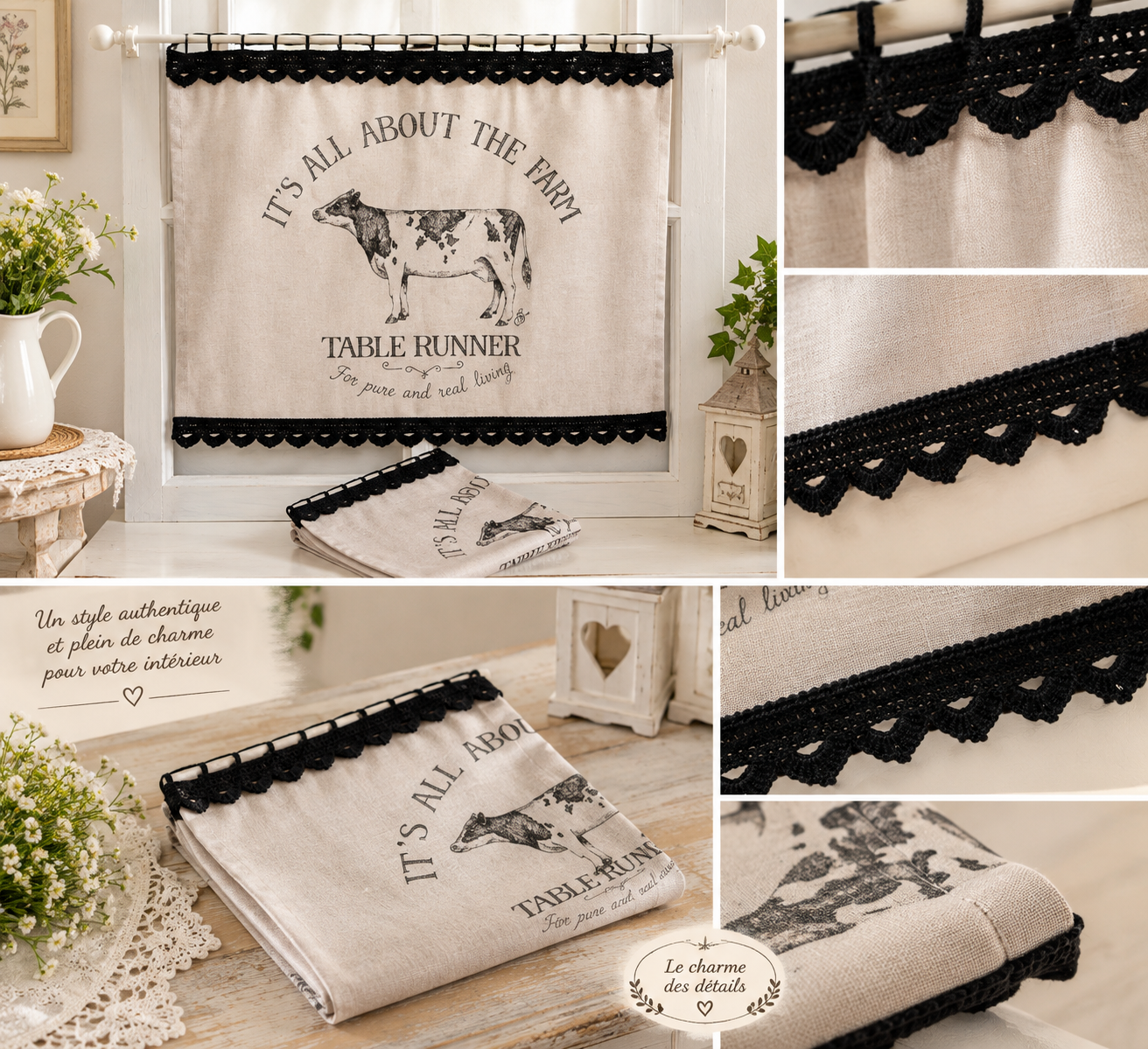Brise bise/rideau effet store impression campagne