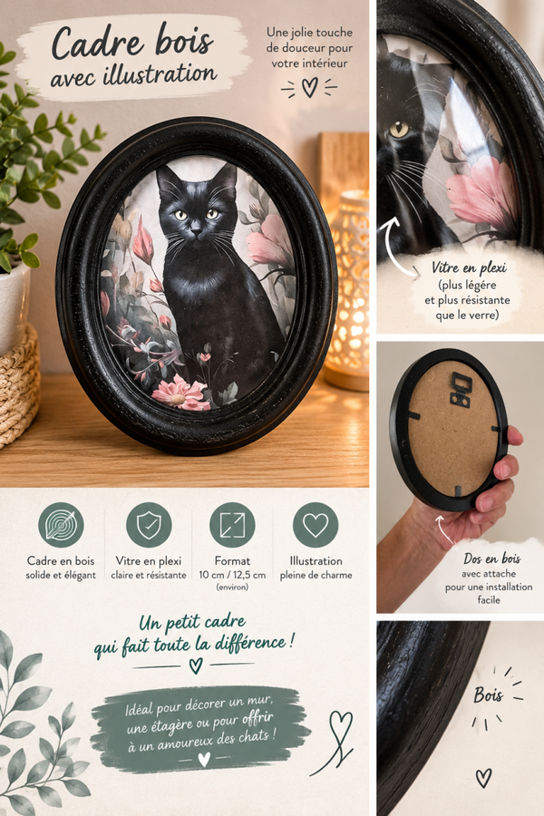 Cadre avec illustration le chat noir