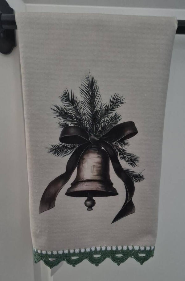 Serviette de Noël bordures crochetées main