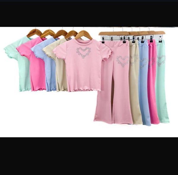 Heart flared loungewear set