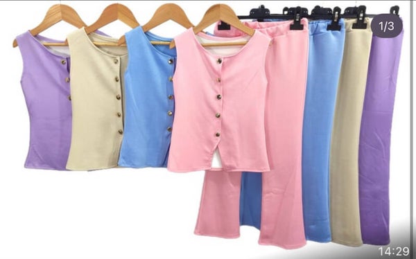Flared blouse vest set