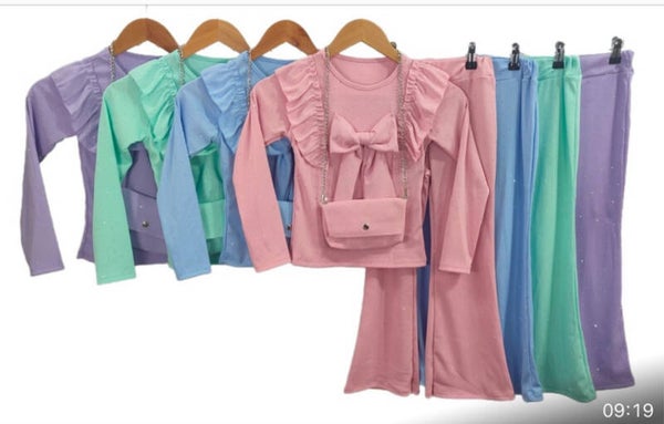 Frilly long sleeve bow set