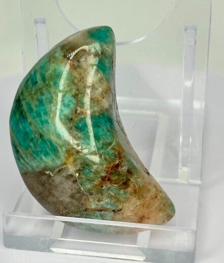 Moon (puff) - Amazonite with Smoky Quartz | Polly's Crystals