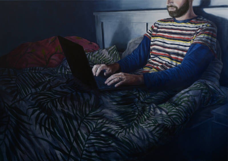 Laptop Light 16. oil on canvas, 140x200 cm, 2025.
