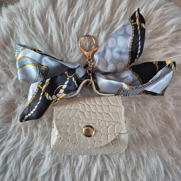 Sleutel/Tashanger Beige krokodillenprint