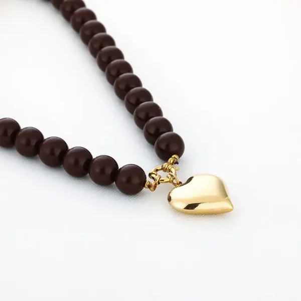 Kralen Ketting Hart - Bruin