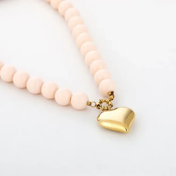 Kralen Ketting Hart - L. Khaki