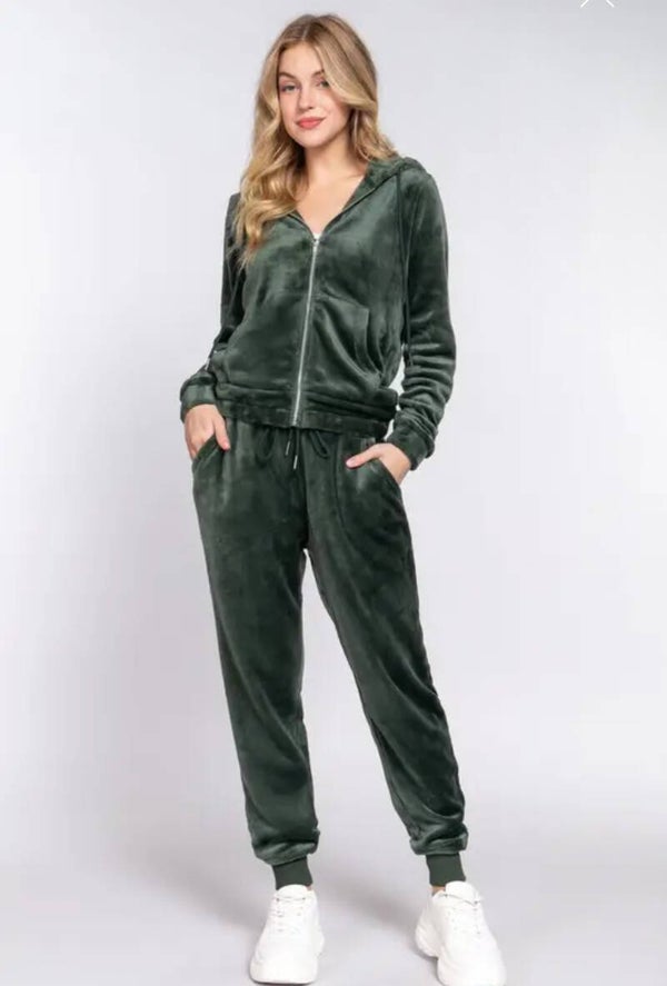Homewear set in imitatie bont