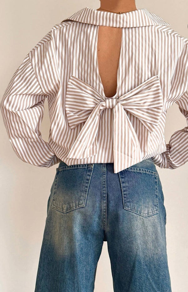 Anais - Back Bow Stripe Blouse