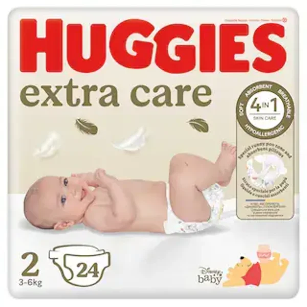 Huggies Extra Care Luiers – Maat 2 (3–6 kg) – 24 stuks