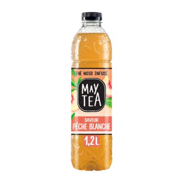 May Tea Thé Noir Infusé – Saveur Pêche Blanche, 1,2L