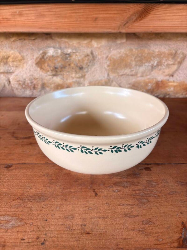 Égouttoir ancien en faïence – décor feuillage vert