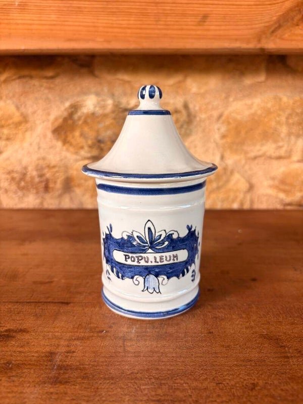 Pot d’apothicaire en faïence bleu et blanc – « Populeum »