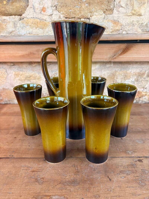 Service à boisson vintage en grès émaillé – Gladys P.L.