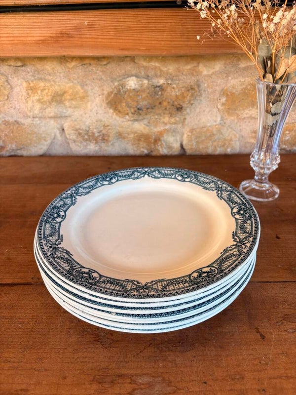 Lot de 7 assiettes anciennes Salins – modèle Directoire
