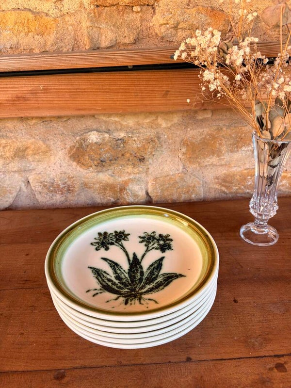 Lot de 6 petites assiettes Gien – modèle Herbier