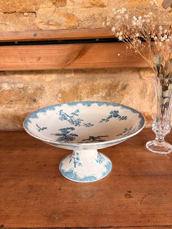 Compotier ancien Longwy – décor bleu