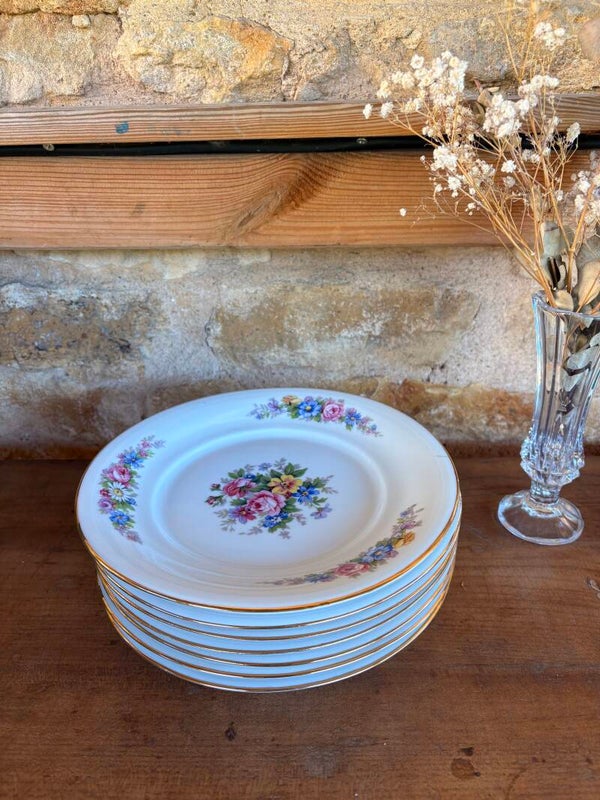 7 assiettes anciennes à décor floral