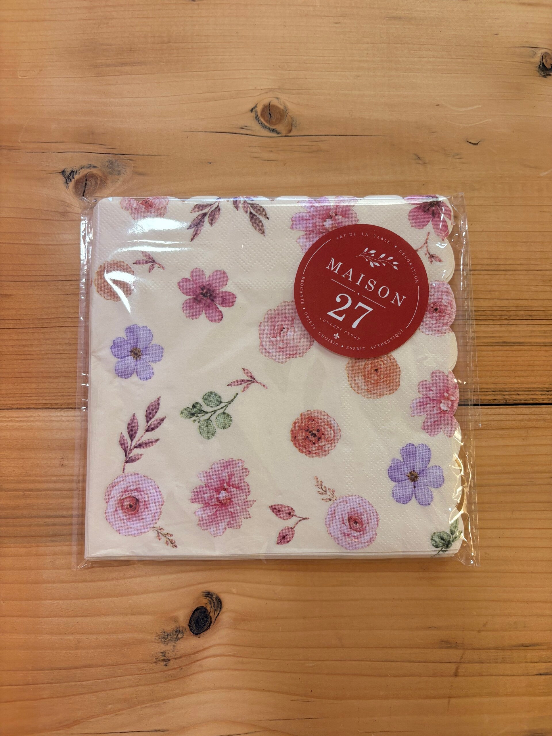 Lot de 20 serviettes en papier à motifs floraux pastel