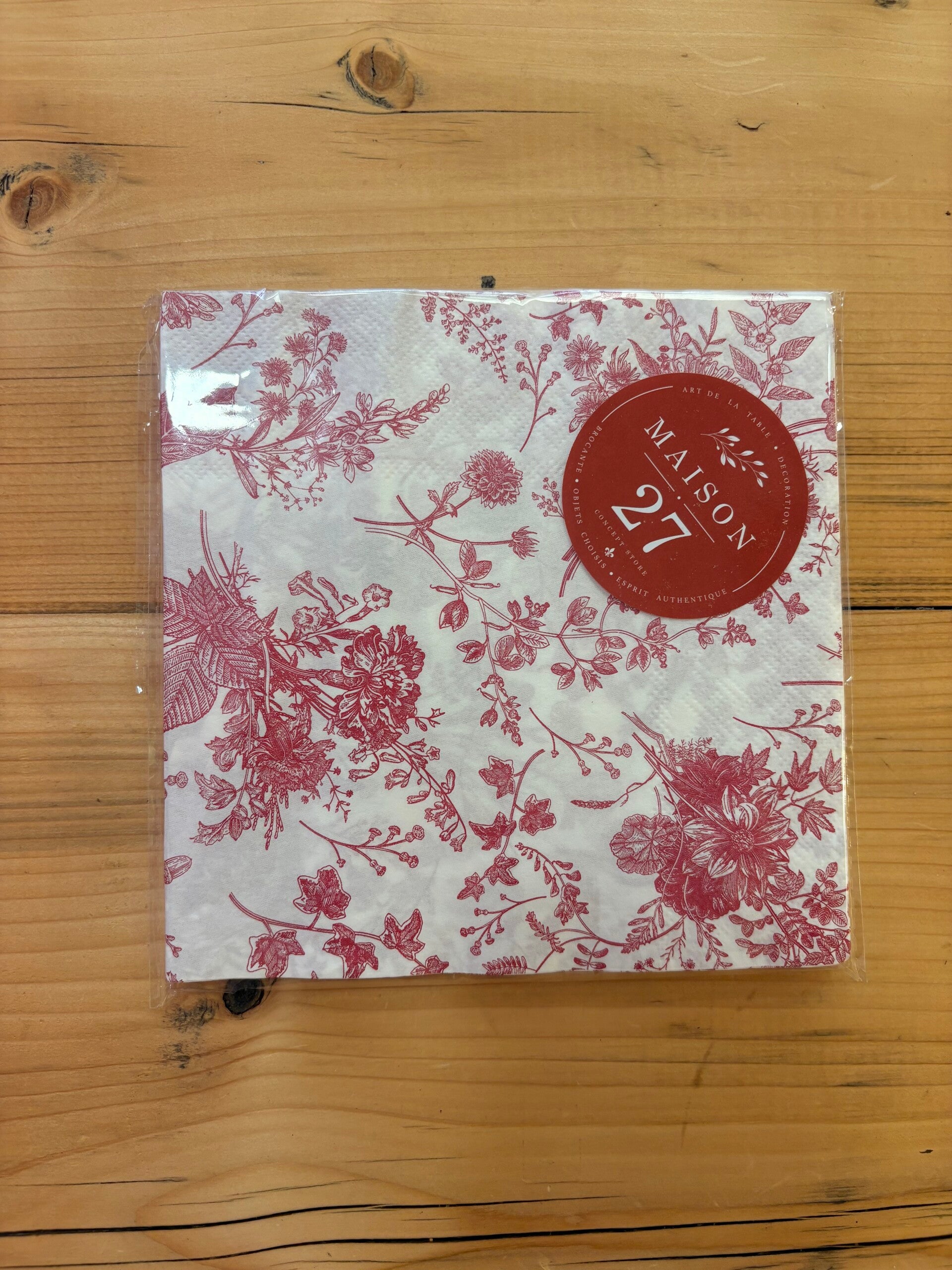 Lot de 20 serviettes en papier à motifs floraux rose