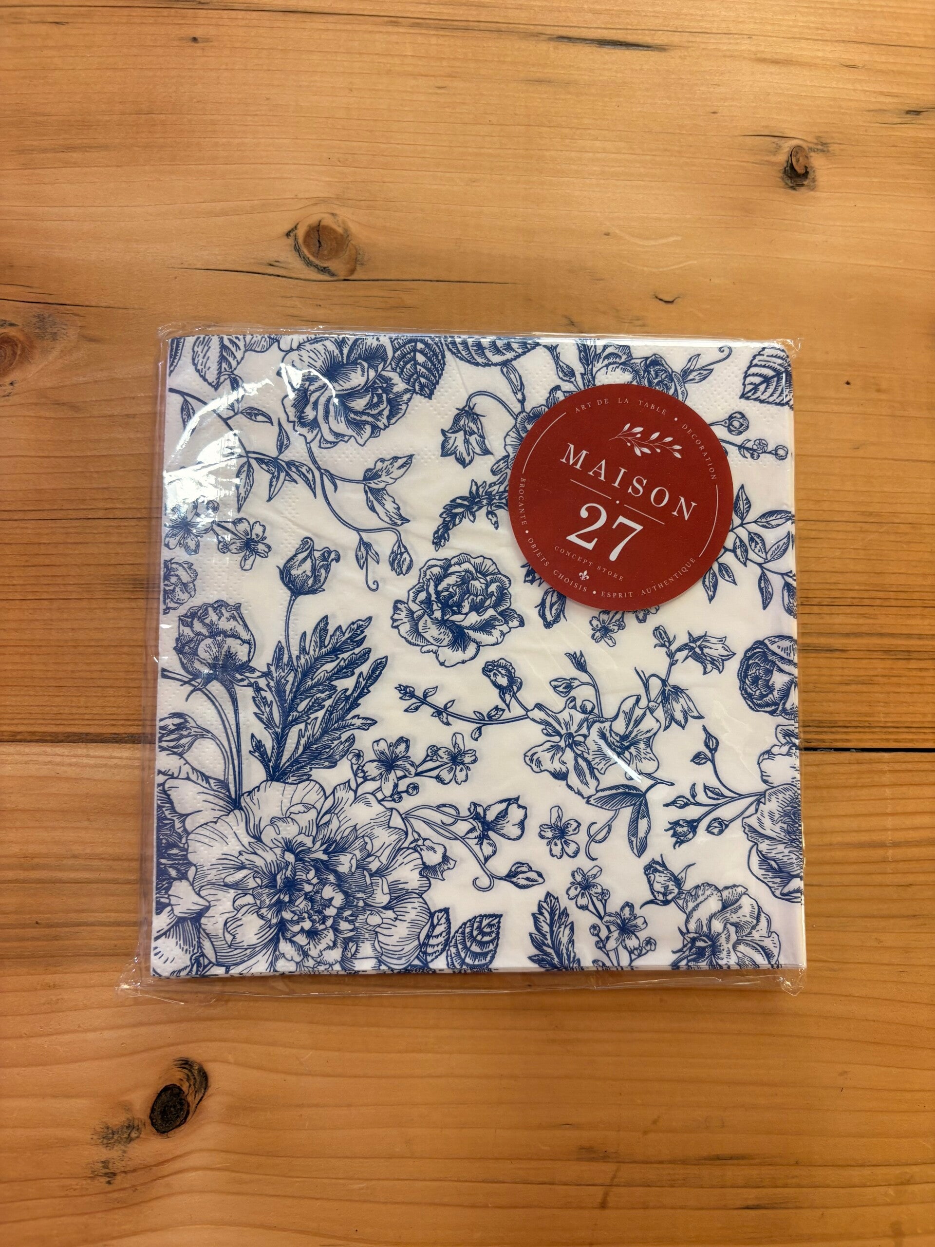 Lot de 20 serviettes en papier à motifs floraux bleu marine