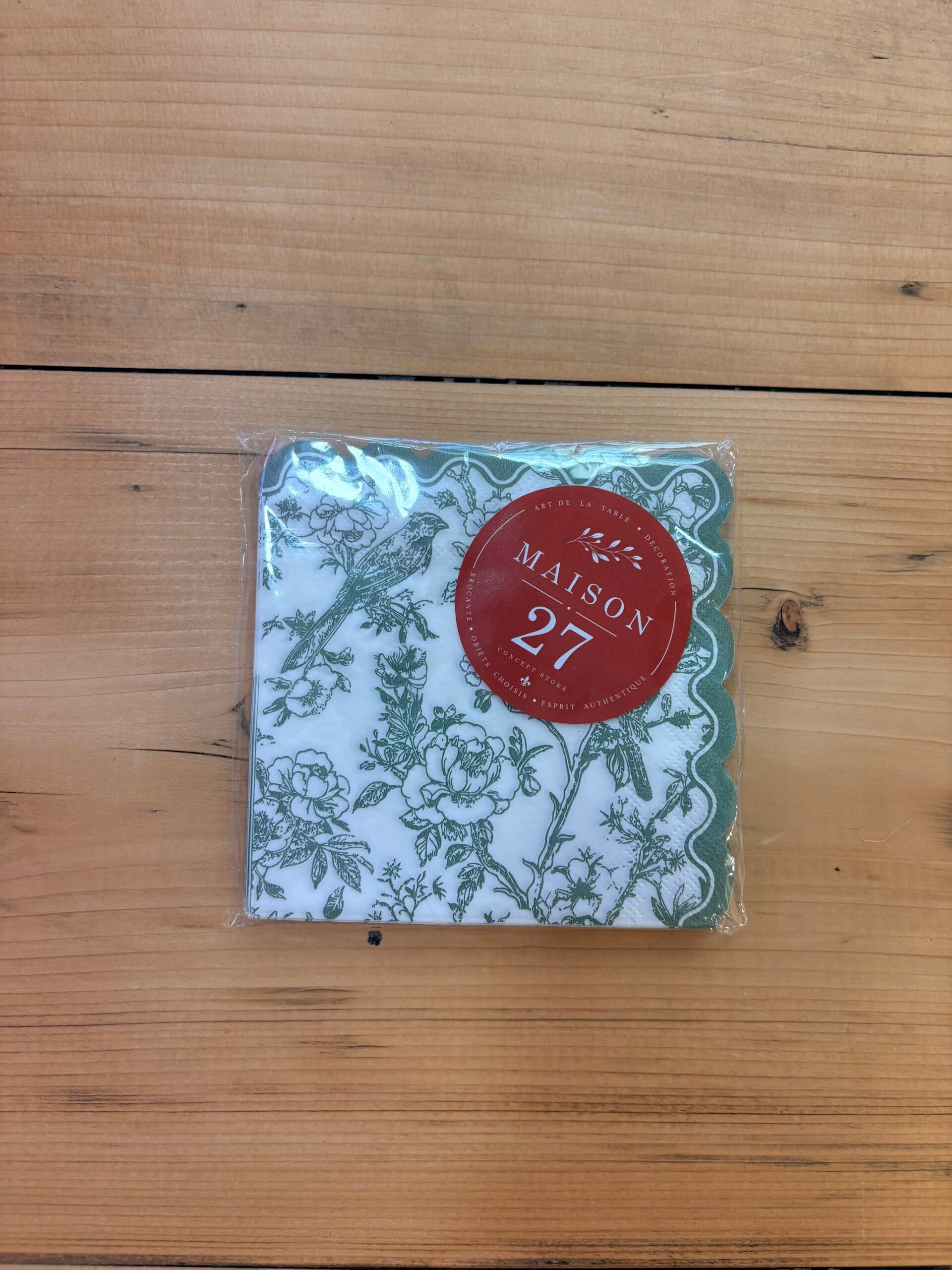 Lot de 20 petites serviettes en papier à motifs floraux et oiseau