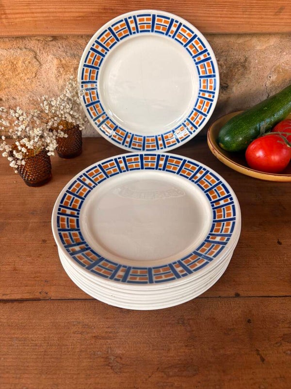 Lot de 9 assiettes vintage Badonviller – Modèle Robinson