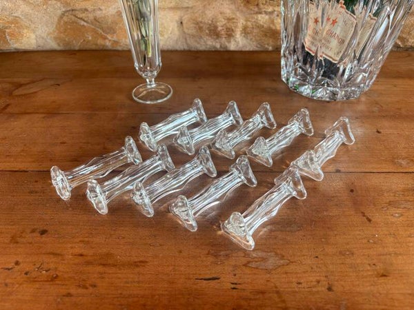 Lot de 10 porte-couteaux anciens en verre