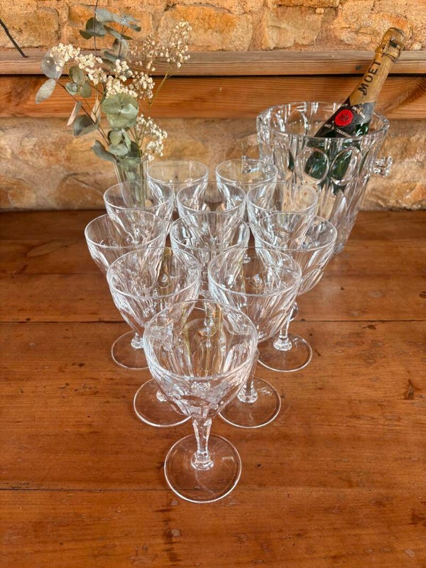 Lot de 11 verres à pied en cristal – Cristal d’Arques, modèle Washington