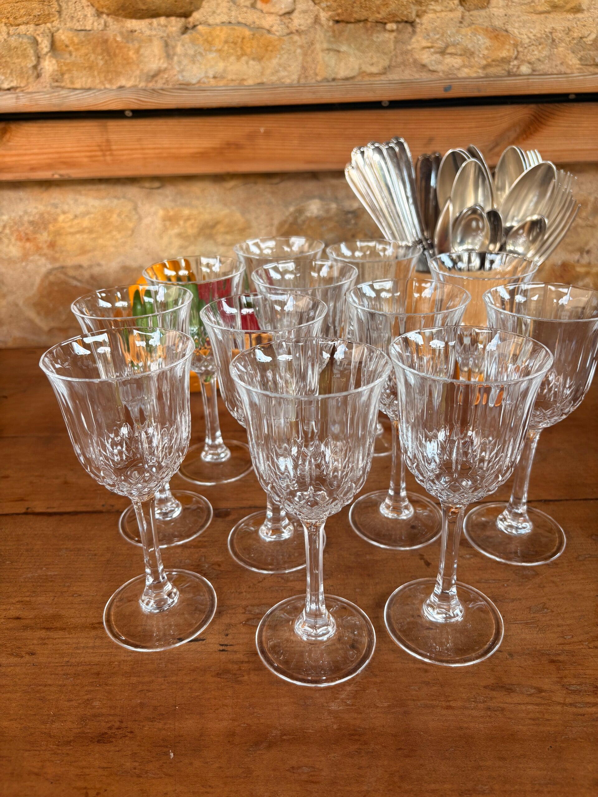 Lot de 12 verres à pied vintage – Capri Crystal, modèle Concerto