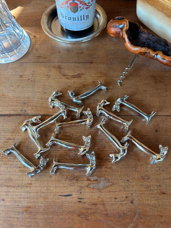 Lot de 12 porte-couteaux vintage en forme de chats