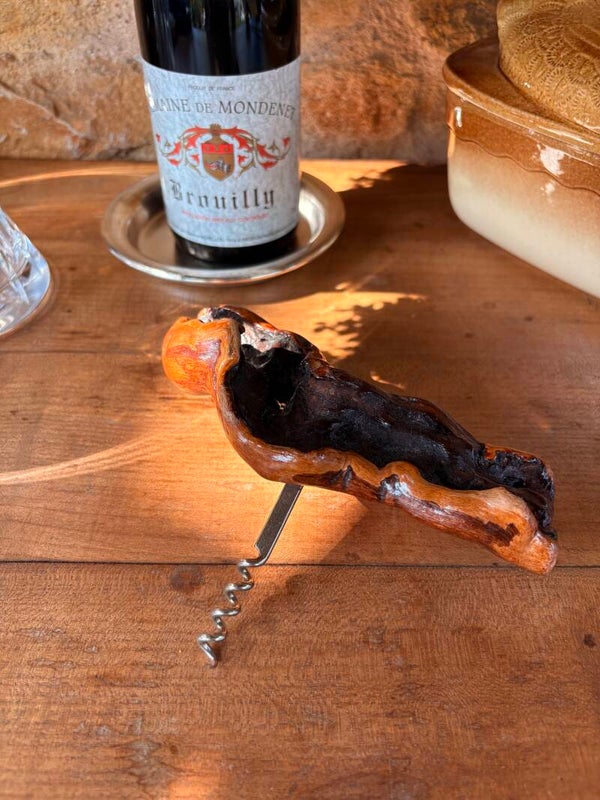 Tire-bouchon vintage en cep de vigne – pièce artisanale