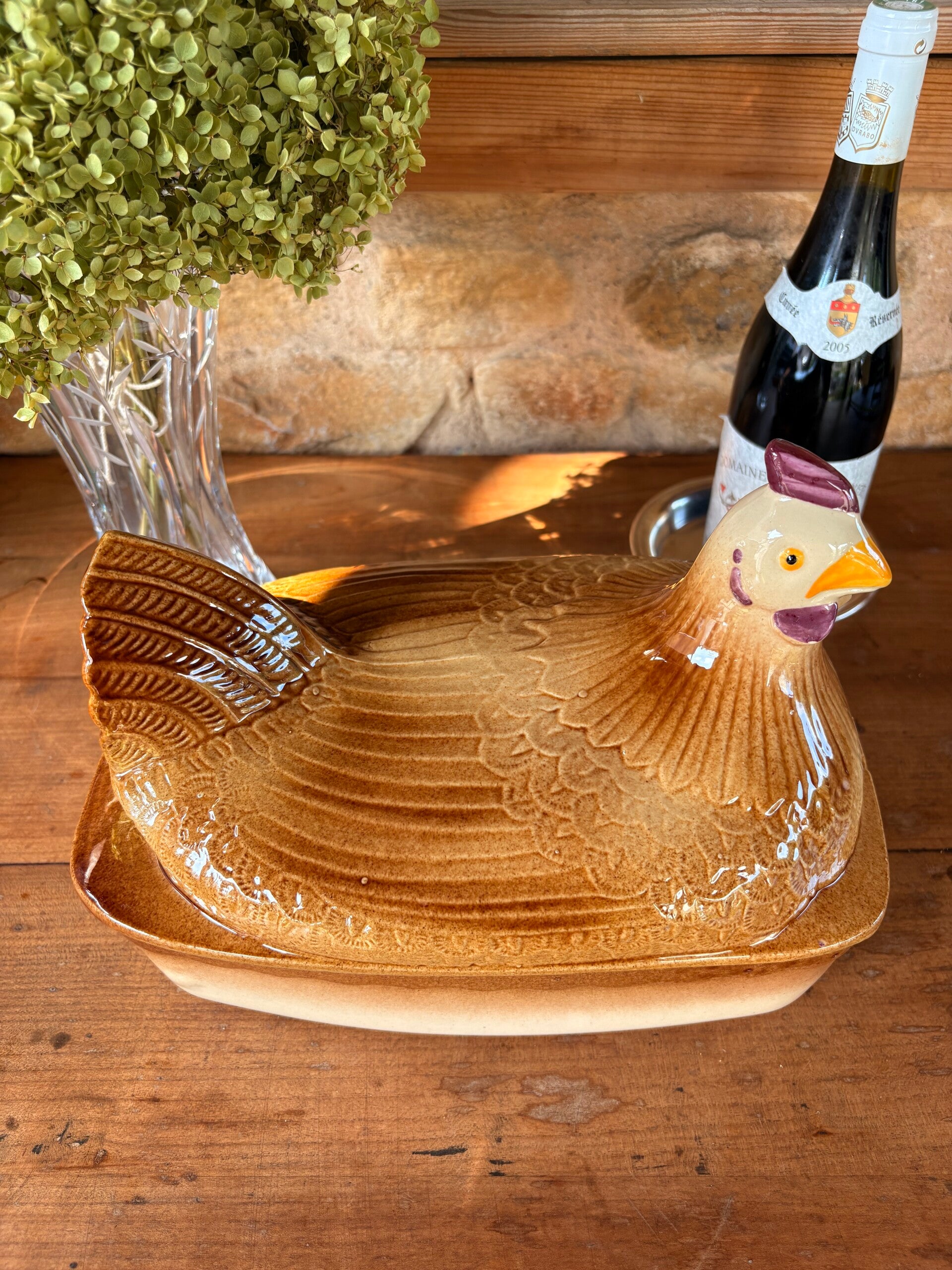 Terrine vintage en forme de poule – céramique émaillée