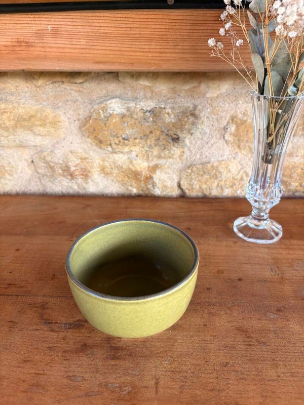 Bol vintage en grès émaillé vert olive