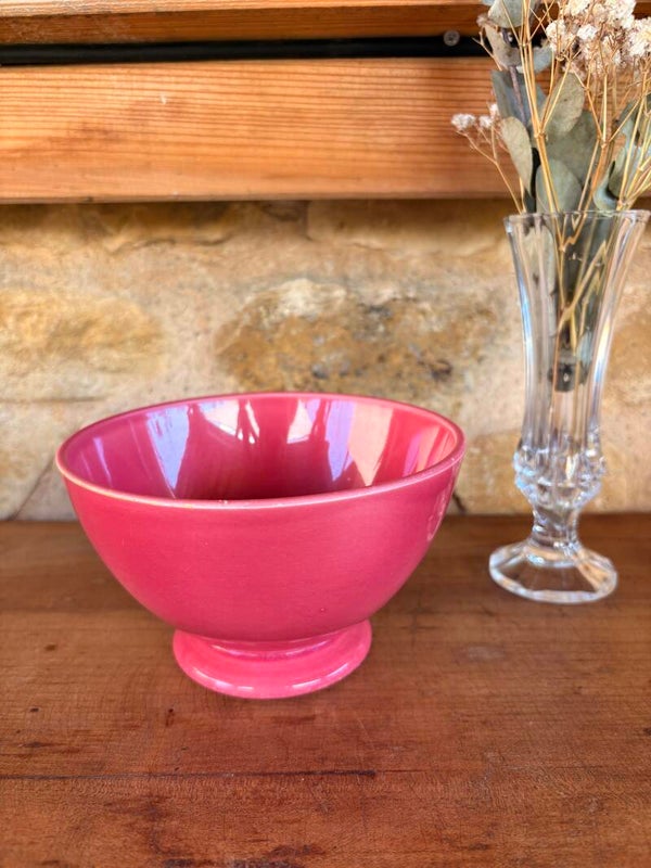 Bol vintage en céramique de Salins – rose framboise
