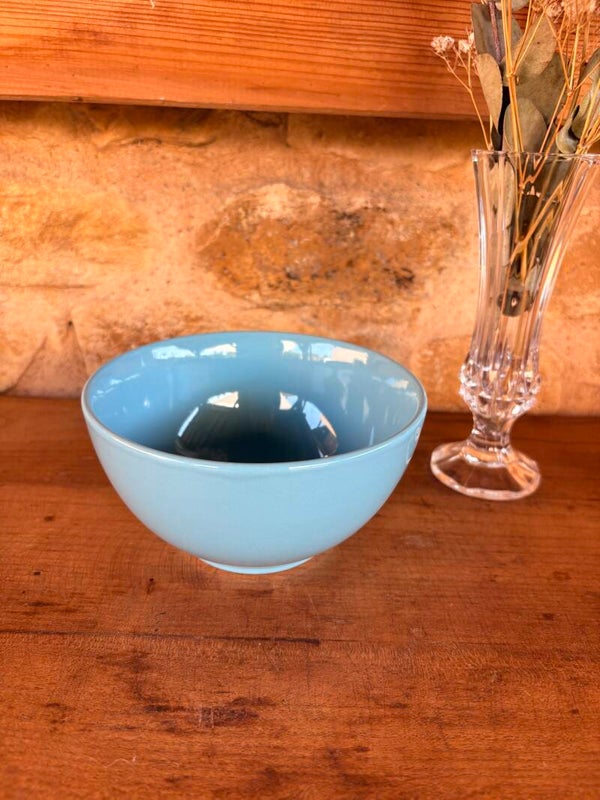 Bol vintage en céramique émaillée bleu céladon