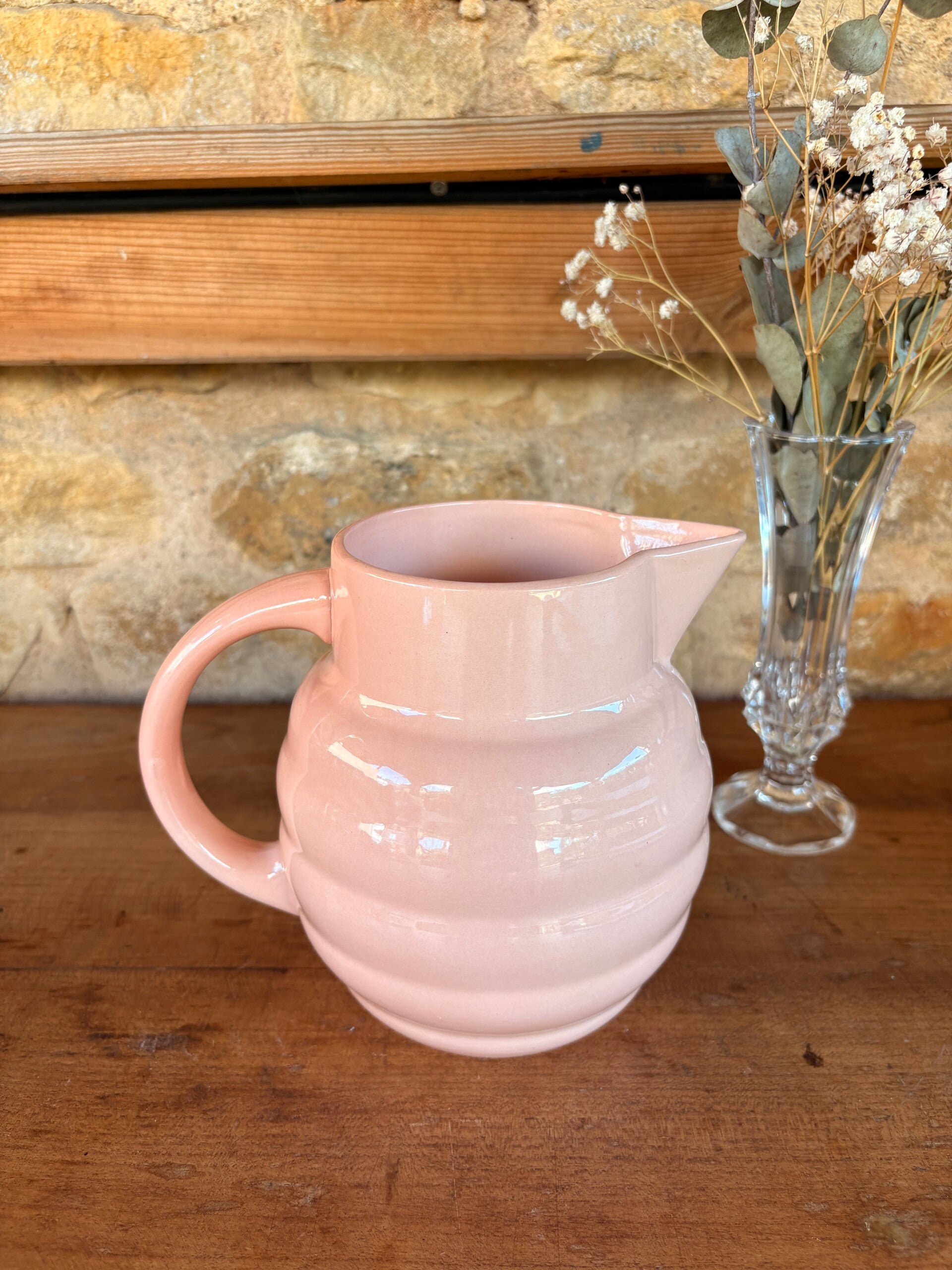 Pichet ancien Digoin – rose poudré