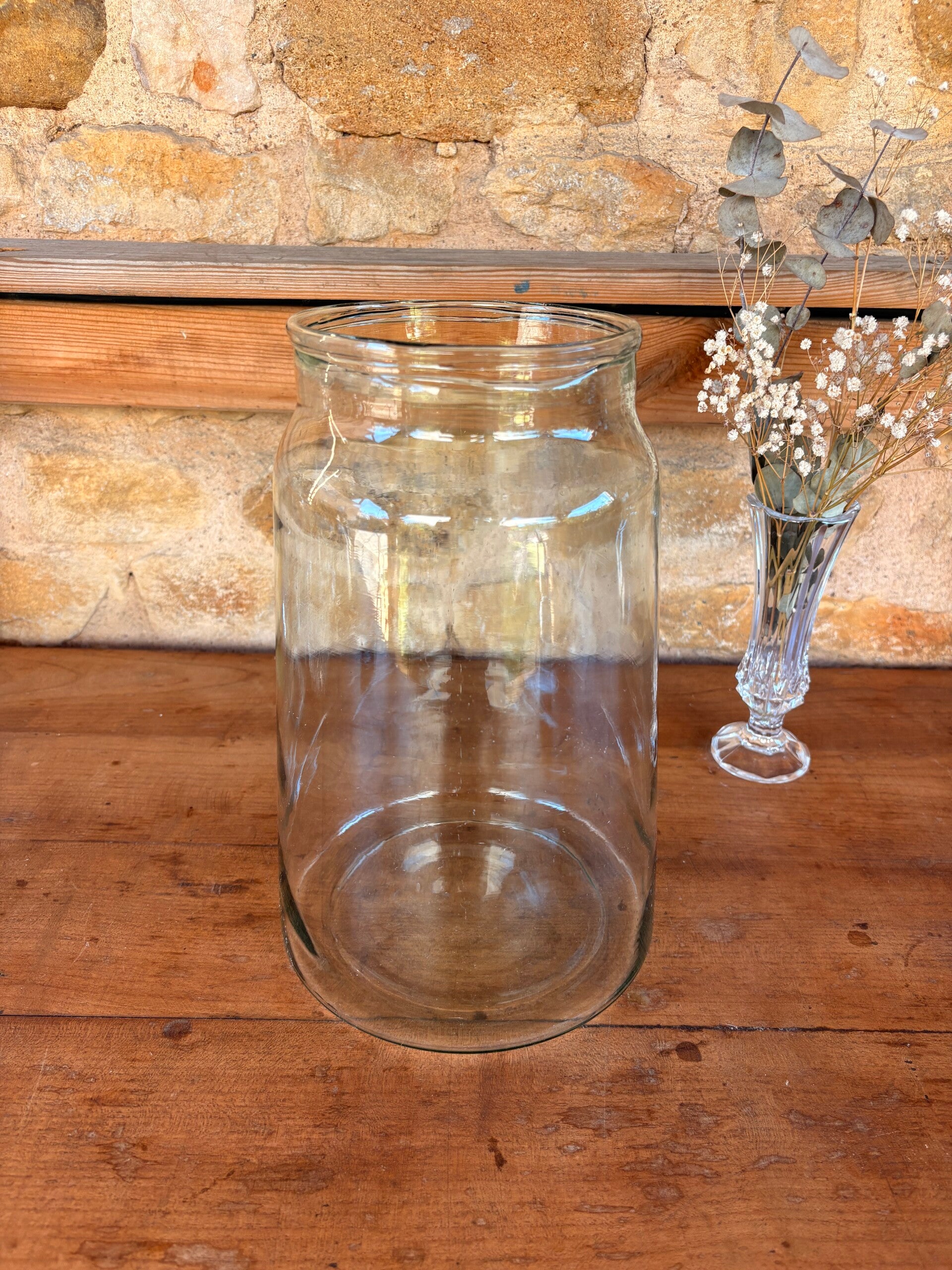 Grand vase ancien en verre soufflé