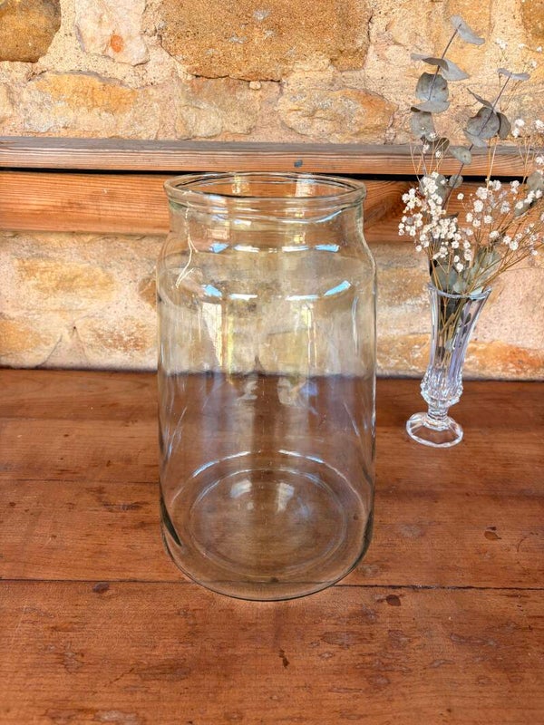Grand vase ancien en verre soufflé