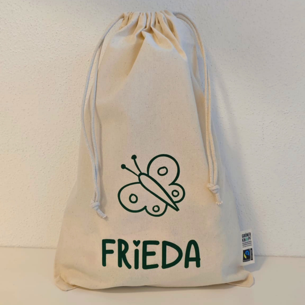 Bio-Baumwoll-Zuziehbeutel mit Namen