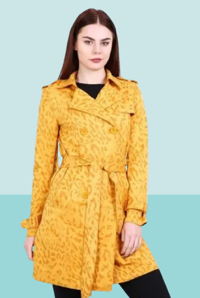 Softy Trenchcoat luipaard - Mosterdgeel
