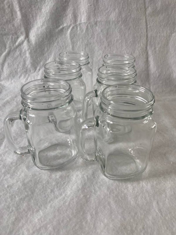 Set de 6 vasos vidrio tipo Mason Jars